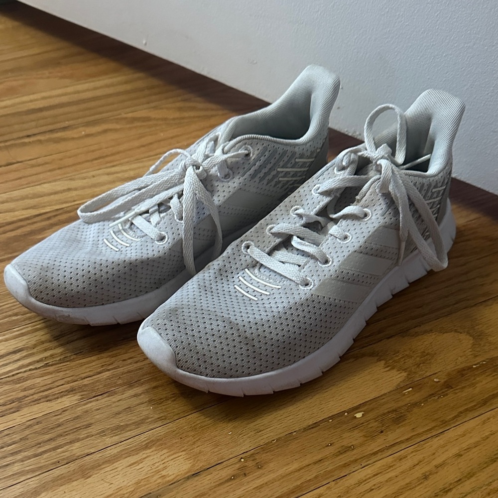 Adidas Grey and White Athletic Sneakers